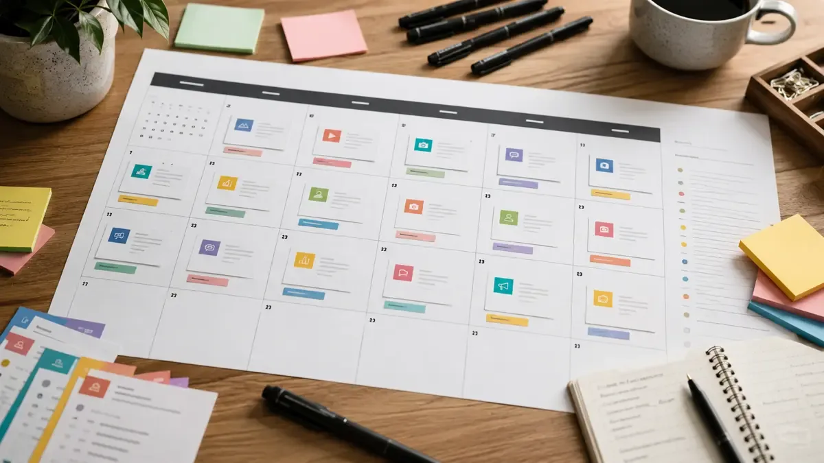 Plantilla visual de calendario de contenidos para redes